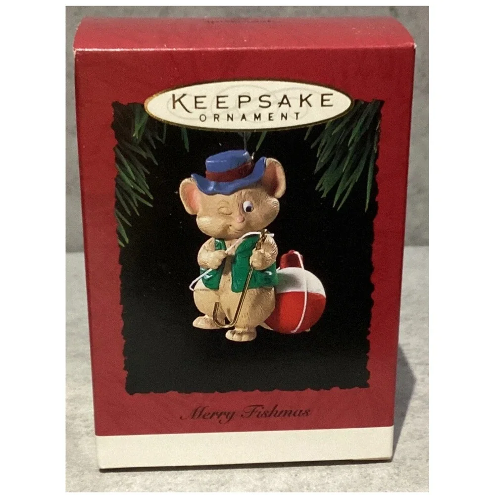 Hallmark  Keepsake Ornament Handcrafted Dated 1994‎ Merry Fishmas Mouse